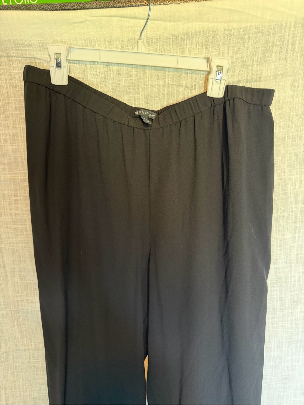 Eileen Fisher 100% silk Georgette Crepe Black Pants - Picture 3 of 6